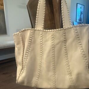 Vince Camuto Cream Tote with Stitch Detail